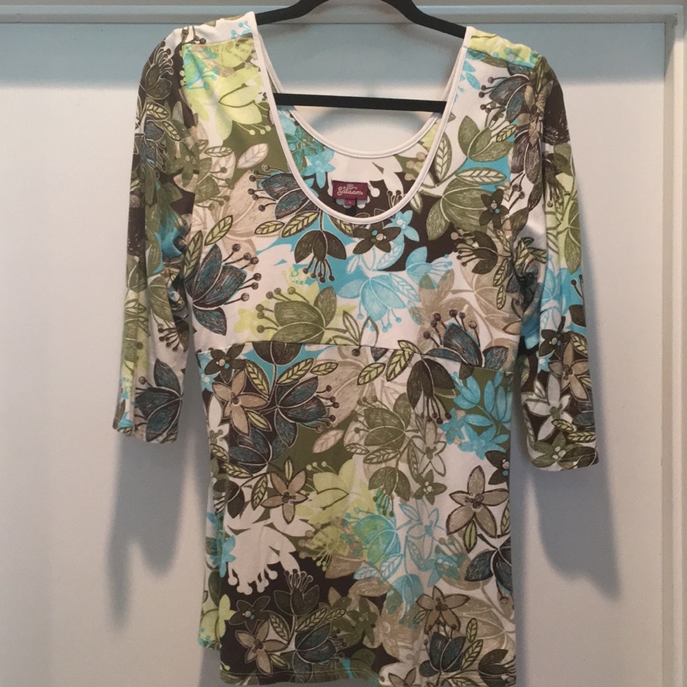 Tunic top in aqua and lime